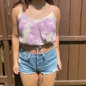 American Eagle tie dye tie cropped tank